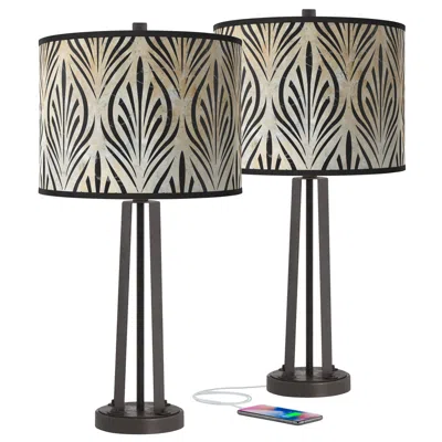 Giclee Glow 25 1/2" Calathea Gem Dark Bronze Usb Table Lamps Set Of 2