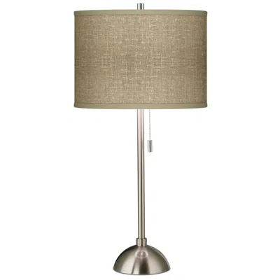 Giclee Glow 28" High Burlap Print Brushed Nickel Table Lamp