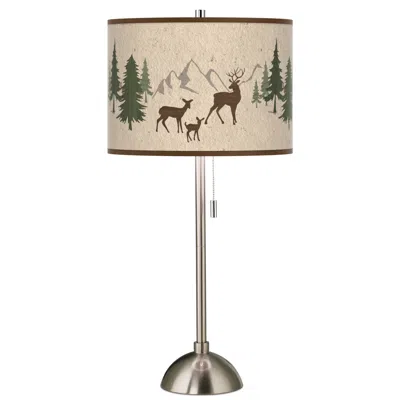 Giclee Glow 28" High Deer Lodge Shade Brushed Nickel Table Lamp