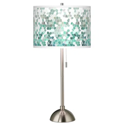 Giclee Glow 28" High Golden Aqua Mosaic Shade Nickel Table Lamp