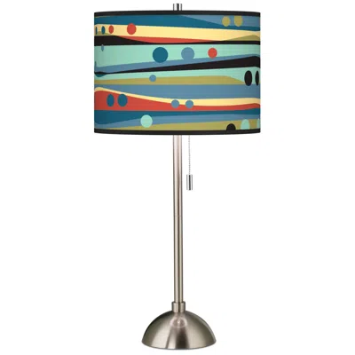 Giclee Glow 28" High Retro Dots And Waves Brushed Nickel Table Lamp