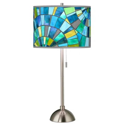 Giclee Glow 28" Lagos Mosaic Metallic Giclee Brushed Nickel Table Lamp