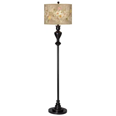 Giclee Glow 58" High Floral Spray Shade Black Bronze Floor Lamp