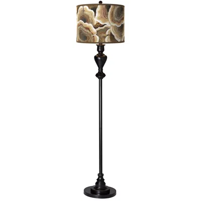 Giclee Glow 58" High Ruffled Feathers Shade Black Bronze Floor Lamp
