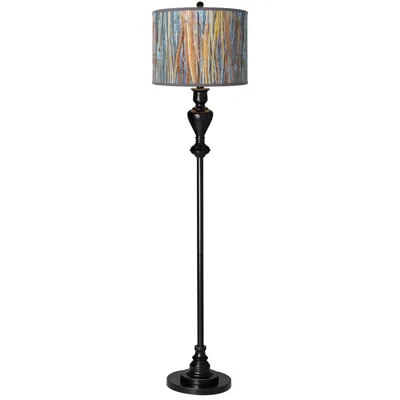 Giclee Glow 58" High Striking Bark Shade Black Bronze Floor Lamp