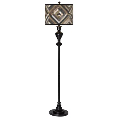 Giclee Glow 58" High Woodwork Diamonds Shade Black Bronze Floor Lamp