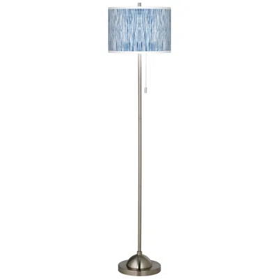 Giclee Glow 62" Beachcomb Blue Shade Brushed Nickel Floor Lamp