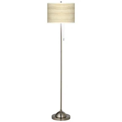 Giclee Glow 62" Birch Blonde Brushed Nickel Pull Chain Floor Lamp
