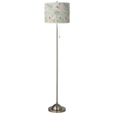 Giclee Glow 62" Botanical Shade Brushed Nickel Pull Chain Floor Lamp