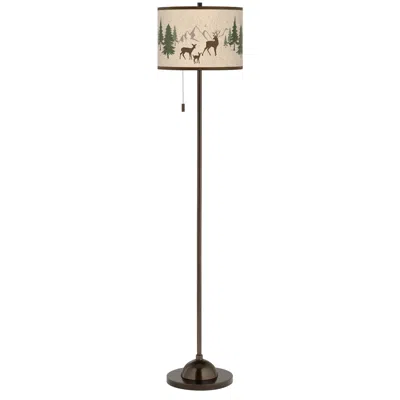 Giclee Glow 62" Deer Lodge Shade Rustic Bronze Club Floor Lamp