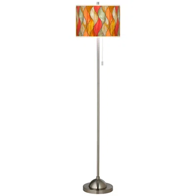 Giclee Glow 62" Flame Mosaic Shade Brushed Nickel Floor Lamp