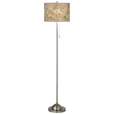 Giclee Glow 62" Floral Spray Shade Brushed Nickel Floor Lamp