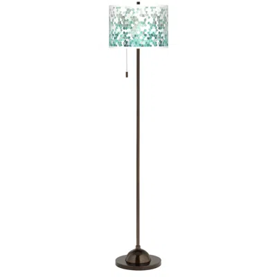 Giclee Glow 62" High Aqua Mosaic Shade Bronze Club Floor Lamp