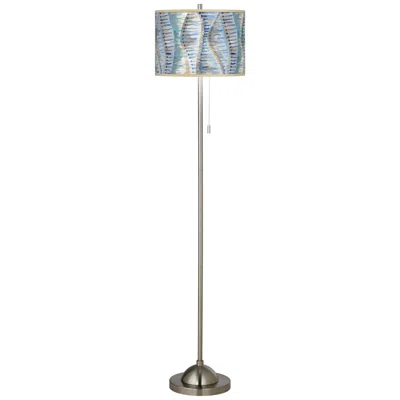 Giclee Glow 62" High Siren Shade Brushed Nickel Pull Chain Floor Lamp