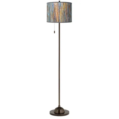 Giclee Glow 62" High Striking Bark Shade Bronze Club Floor Lamp