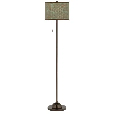 Giclee Glow 62" Interweave Patina Shade Bronze Club Floor Lamp