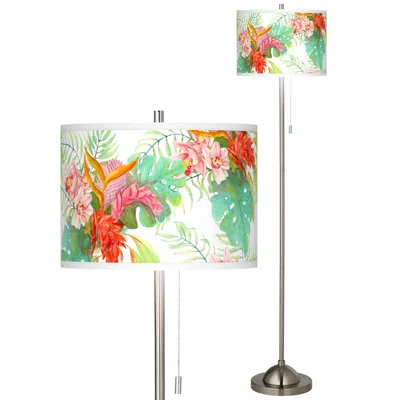 Giclee Glow 62" Island Floral Shade Brushed Nickel Floor Lamp