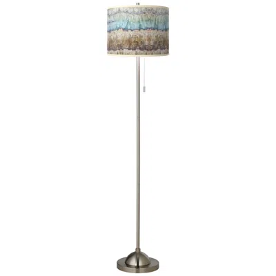 Giclee Glow 62" Marble Jewel Brushed Nickel Pull Chain Floor Lamp