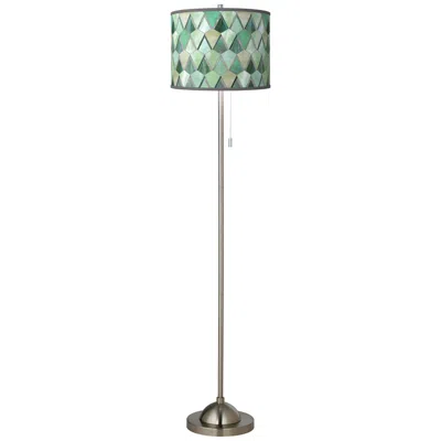 Giclee Glow 62" Misty Morning Shade Nickel Pull Chain Floor Lamp