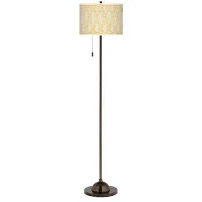 Giclee Glow 62" Roman Pebbles Shade Bronze Club Floor Lamp