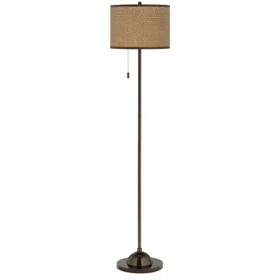 Giclee Glow 62" Simulated Leatherette Shade Bronze Club Floor Lamp
