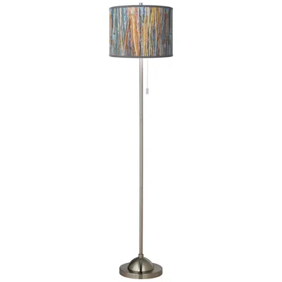 Giclee Glow 62" Striking Bark Brushed Nickel Pull Chain Floor Lamp