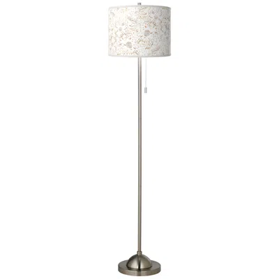 Giclee Glow 62" Windflowers Shade Brushed Nickel Pull Chain Floor Lamp