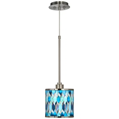 Giclee Glow 7" Wide Blue Tiffany-style  Mini Pendant Light