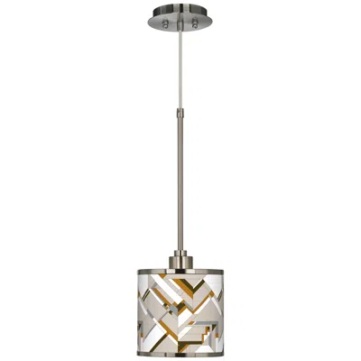 Giclee Glow 7" Wide Craftsman Mosaic Pattern Shade Mini Pendant Light