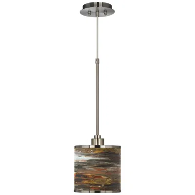 Giclee Glow 7" Wide Embracing Change Shade Nickel Mini Pendant Light