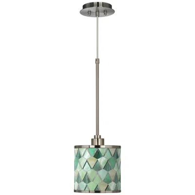 Giclee Glow 7" Wide Misty Morning Shade Pattern Mini Pendant Light