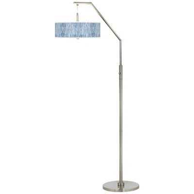 Giclee Glow 71 1/2" Beachcomb Blue Giclee Shade Arc Floor Lamp