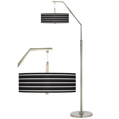 Giclee Glow 71 1/2" High Bold Black Stripe Shade Arc Floor Lamp