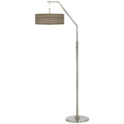 Giclee Glow 71 1/2" High Cedar Zebrawood Shade Arc Floor Lamp