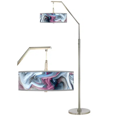 Giclee Glow 71 1/2" High Europa Pattern Giclee Shade Arc Floor Lamp