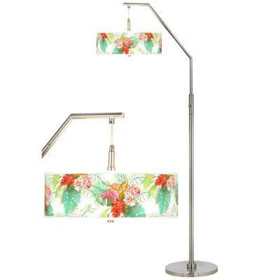 Giclee Glow 71 1/2" High Island Floral Shade Arc Floor Lamp