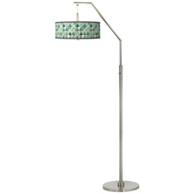 Giclee Glow 71 1/2" High Misty Morning Shade Arc Floor Lamp
