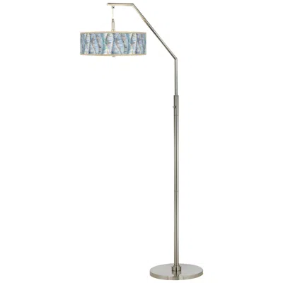 Giclee Glow 71 1/2" High Siren Pattern Giclee Shade Arc Floor Lamp