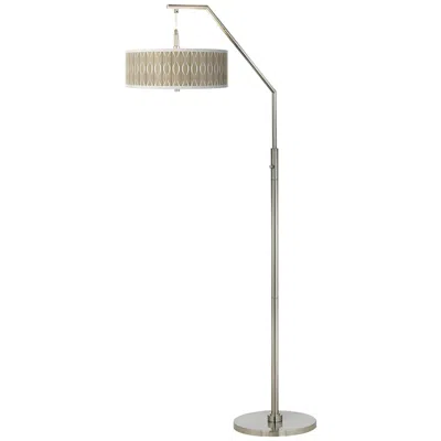 Giclee Glow 71 1/2" High Swell Pattern Shade Modern Arc Floor Lamp