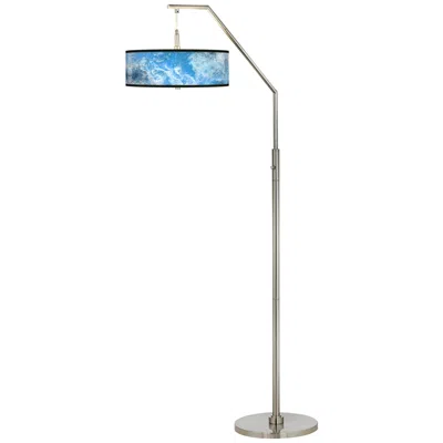 Giclee Glow 71 1/2" High Ultrablue Pattern Giclee Shade Arc Floor Lamp