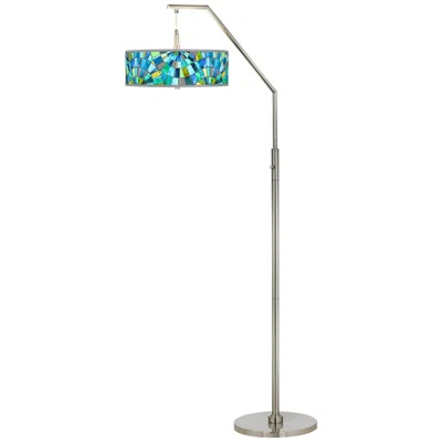 Giclee Glow 71 1/2" Lagos Mosaic Shade Modern Arc Floor Lamp