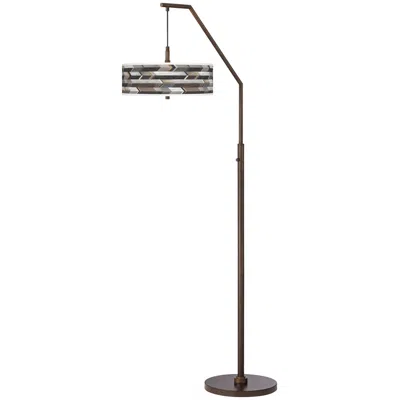 Giclee Glow 71 1/2" Woodwork Arrows Bronze Downbridge Arc Floor Lamp