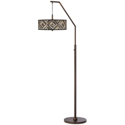 Giclee Glow 71 1/2" Woodwork Diamonds Bronze Downbridge Arc Floor Lamp
