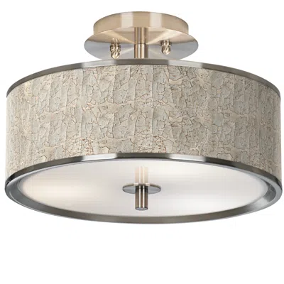Giclee Glow Al Fresco 14" Wide Nickel Drum Shade Ceiling Light