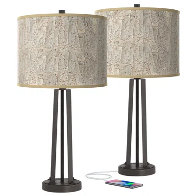 Giclee Glow Al Fresco Susan Dark Bronze Usb Table Lamps Set Of 2