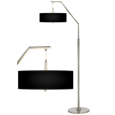 Giclee Glow All Black Giclee Shade Arc Floor Lamp