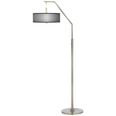 Giclee Glow All Silver Giclee Shade Arc Floor Lamp