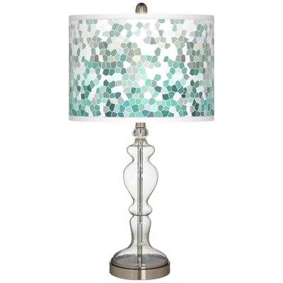 Giclee Glow Apothecary 28" Aqua Mosaic Shade Clear Glass Table Lamp