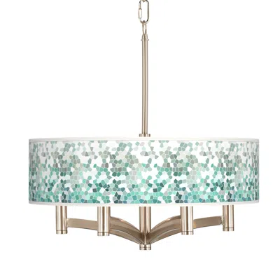 Giclee Glow Aqua Mosaic Ava 6-light Nickel Pendant Chandelier