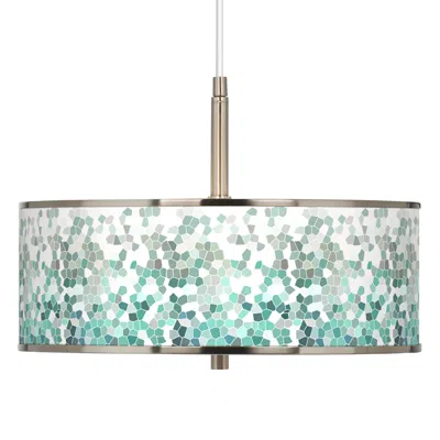 Giclee Glow Aqua Mosaic  16" Wide Pendant Light
